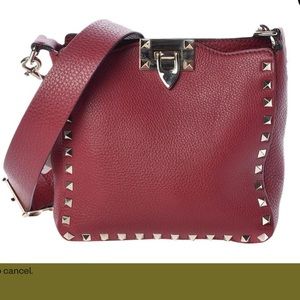NWT Valentino rock stud handbag in Dark Red with adjustable strap